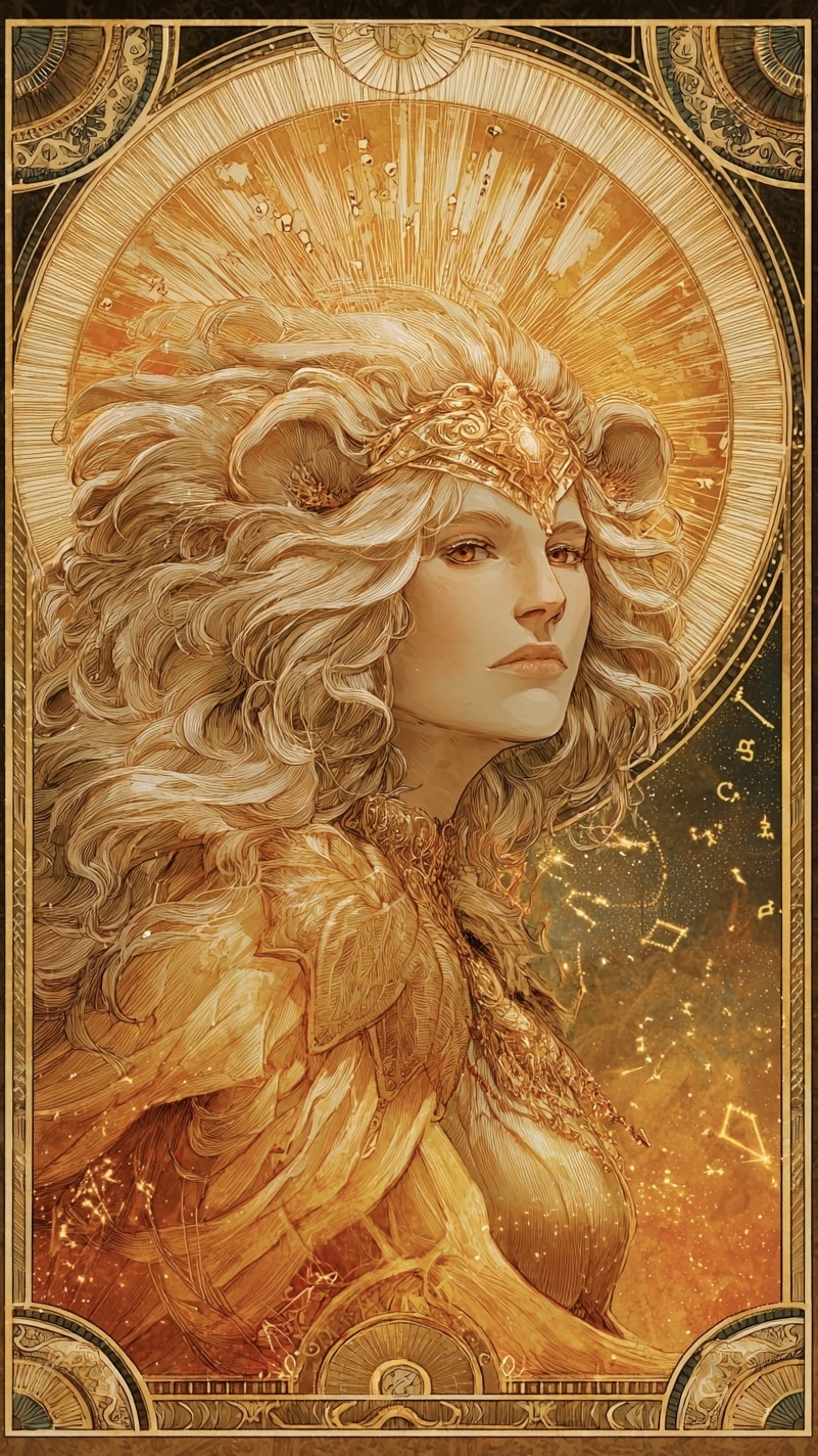 Leo zodiac card - Fire element